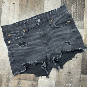 American Eagle Distressed Hi Rise Shortie Jean Short size 4